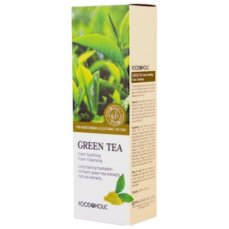 FoodaHolic Очищающая пенка для умывания с экстрактом зеленого чая Green Tea Fresh Soothing Foam Cleansing, 180мл - фото 2