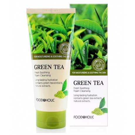FoodaHolic Очищающая пенка для умывания с экстрактом зеленого чая Green Tea Fresh Soothing Foam Cleansing, 180мл - фото 4