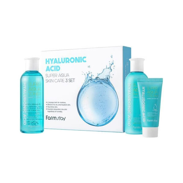 Набор средств по уходу за кожей с гиалуроновой кислотой, 3 средства, FarmStay FarmStay Hyaluronic Acid Super Aqua Skin Care 3 set