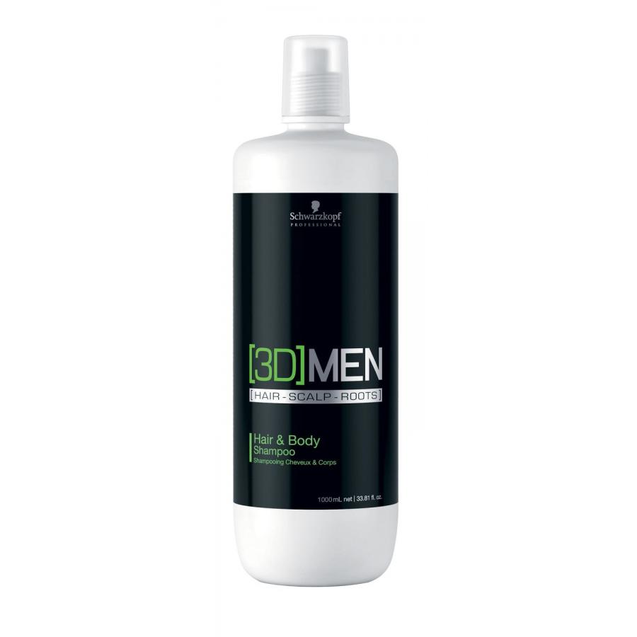 Шампунь для волос и тела Schwarzkopf Professional 3D Men Hair&body Shampoo, 1 л, для волос и тела