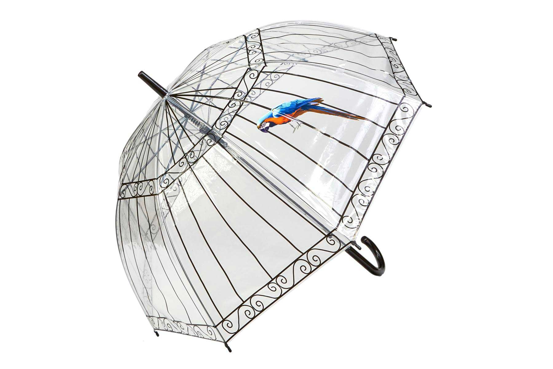 Зонт-трость Bradex «Пташка в клетке», цвет принт/прозрачный