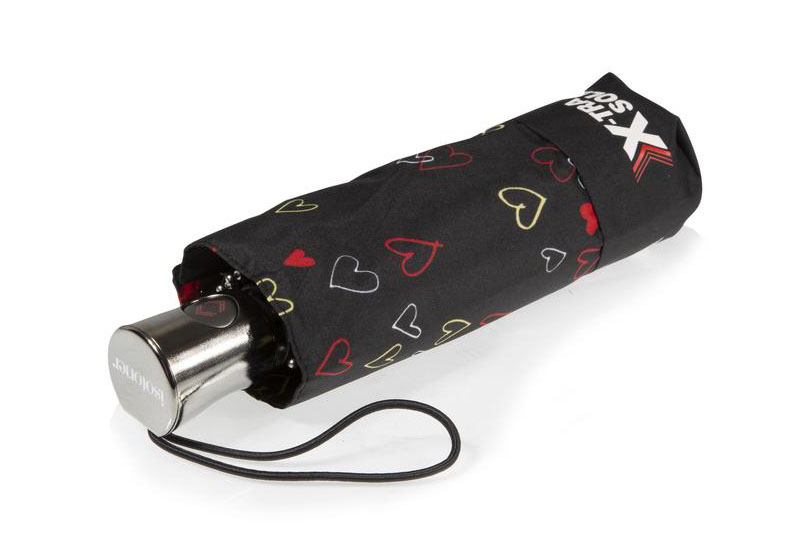 Зонт Isotoner Сердечки Супер прочный, компактный автоматический IS 09451, цвет черный