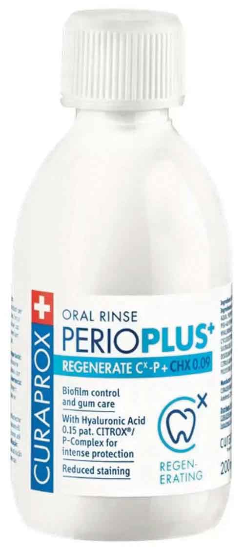 Жидкость - ополаскиватель Curaprox Perio Plus Regenerate CHX 0,09% и гиалуроновая кислота  (200 мл) СPPR209 - фото 1