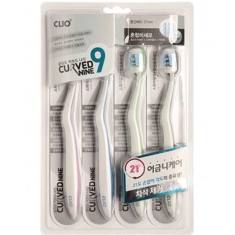 Зубная щетка набор 4шт Clio Curved nine Toothbrush 4 - фото 1