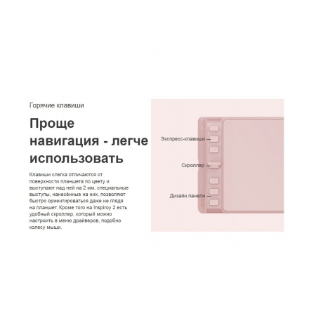Графический планшет Huion INSPIROY 2 S H641P Pink - фото 4