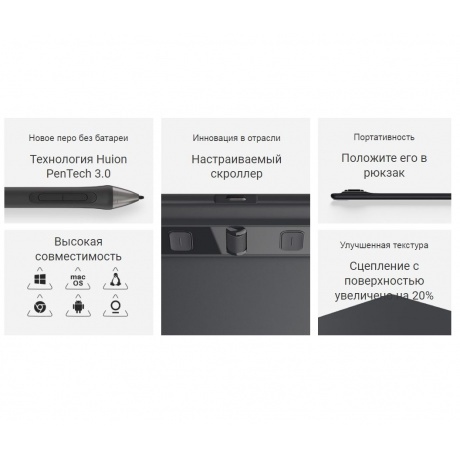 Графический планшет Huion INSPIROY 2 S H641P Black - фото 11