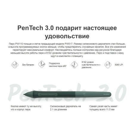 Графический планшет Huion INSPIROY 2 M H951P Green - фото 25