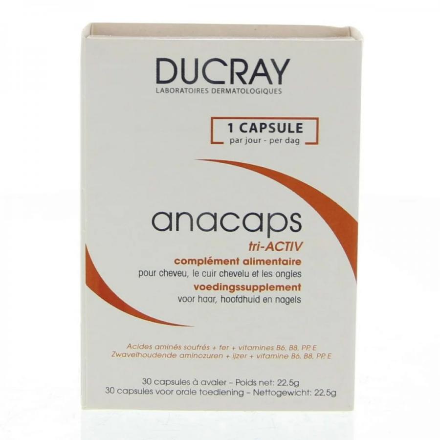 Ducray Аnacaps tri-Activ для укрепления волос, кожи головы и ногтей капсулы, 30 шт.
