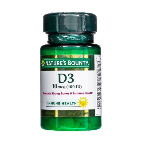 БАД Nature's Bounty Витамин D3 400 МЕ (D3 10 mcg (400 IU) таб. 250мг №100 - фото 1