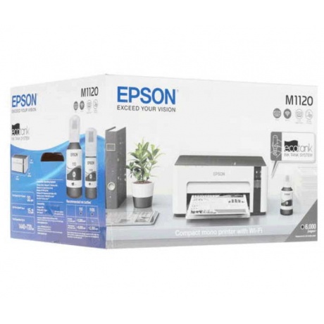 Принтер струйный Epson M1120 (C11CG96405) A4 WiFi USB серый/черный - фото 10