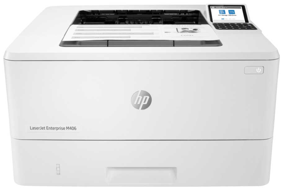 HP LaserJet Enterprise M406dn (A4, 1200dpi, 38ppm (40 HP high speed), 1Gb, 2trays 100+250, USB/GigEth, Duplex, 1y war, cart. in box 3000, drivers/software not included), цвет черный - фото 1