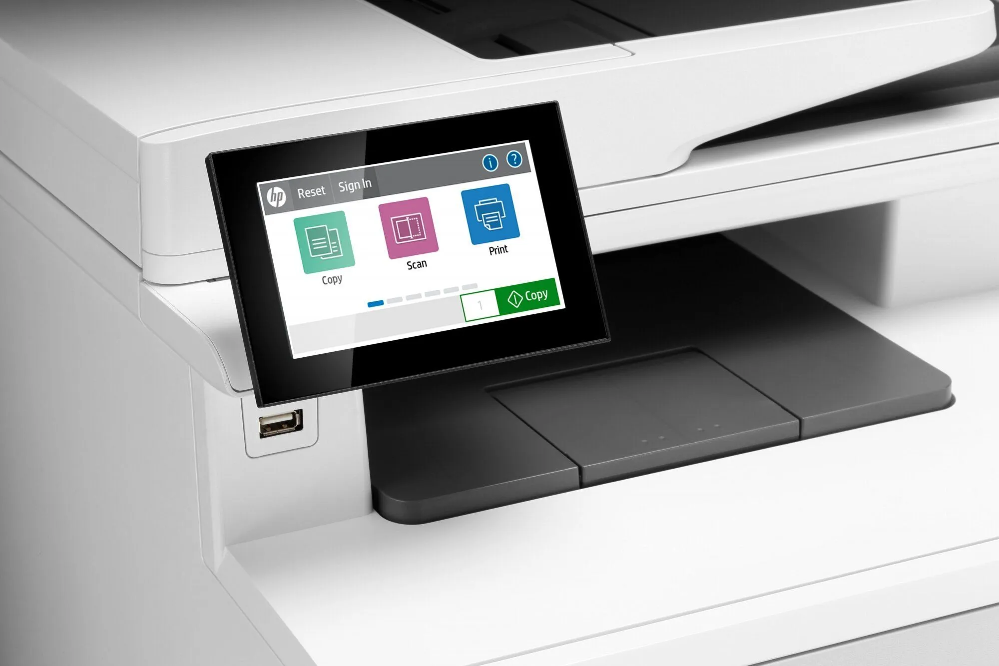 МФУ HP Color LaserJet Enterprise MFP M480f Printer/Scanner/Copier/Fax, A4, 600x600 dpi, 27(27)ppm, 2Gb, 800 Mhz, 2trays 50+250,ADF50, Duplex, USB/GigEth, Duty cycle - 55 000 - фото 7