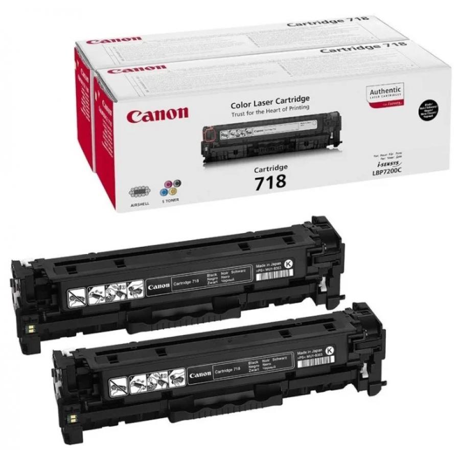 Картридж Canon 718BK (2662B005) двойная упаковка, для Canon LBP7200/MF8330/8350, черный комплект картриджей canon 718bk vp 2662b005 6800 стр черный