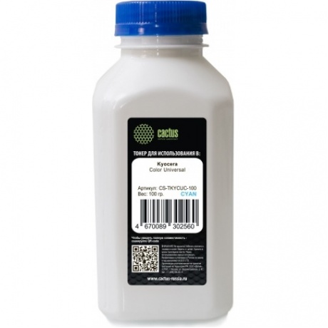 

Тонер Cactus CS-TKYCUC-100 голубой флакон 100гр. для принтера Kyocera Color Universal