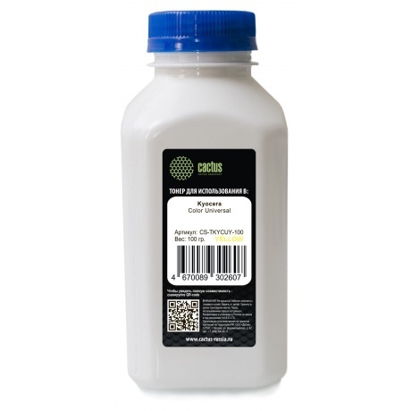 

Тонер Cactus CS-TKYCUY-100 желтый флакон 100гр. для принтера Kyocera Color Universal
