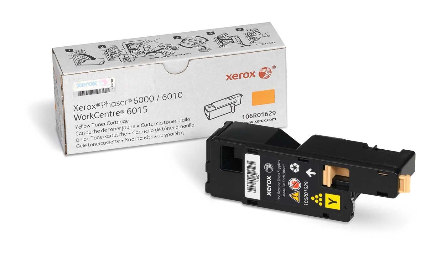 Картридж Xerox 106R01629 лазерный желтый для WorkCentre 6015, 1000 стр (эквивалент артикулу 106R01633), нужен чип - фото 1