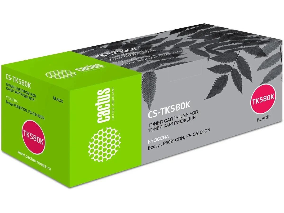 Картридж лазерный Cactus CS-TK580K TK-580K черный (3500стр.) для Kyocera FS-C5150DN/P6021 Ecosys