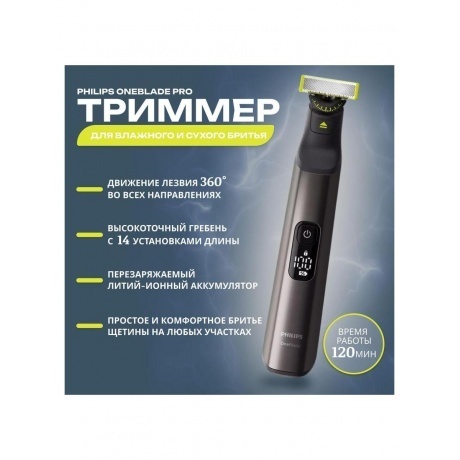 Триммер Philips OneBlade Pro QP6551/15 - фото 23