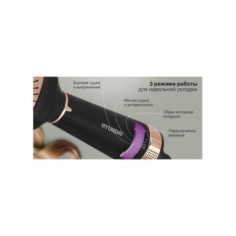 Фен-щетка Hyundai H-HB0115 1200Вт черный - фото 20