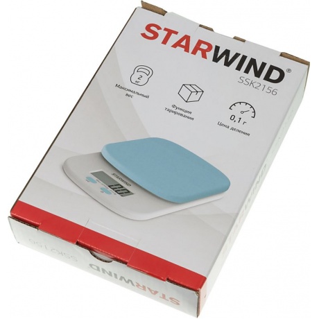 Весы кухонные электронные Starwind SSK2156 макс.вес:2кг голубой - фото 4