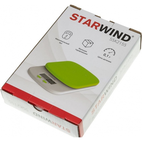 Весы кухонные электронные Starwind SSK2155 макс.вес:2кг зеленый - фото 4