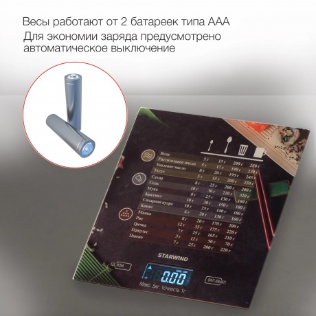 Весы кухонные электронные Starwind SSK3377 макс.вес:5кг рисунок - фото 11