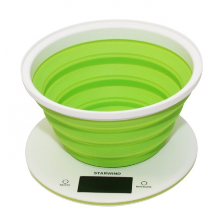 Весы кухонные электронные Starwind SSK5575 макс.вес:5кг белый/зеленый - фото 3