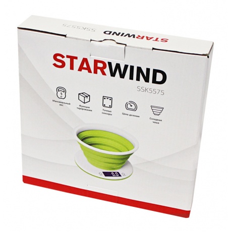 Весы кухонные электронные Starwind SSK5575 макс.вес:5кг белый/зеленый - фото 6