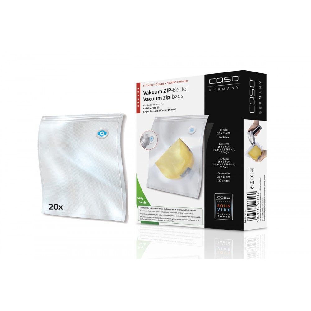 Пакеты для вакуумного упаковщика Caso ZIP VC 26x35 для вакуумного упаковщика solis zip 92267 пакеты