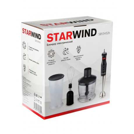 Блендер погружной Starwind SBS3432b 800Вт черный/красный - фото 10