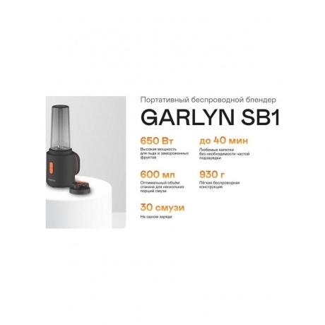Блендер портативный беспроводной Garlyn FreedomCook SB1 - фото 11