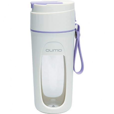 Портативный блендер QUMO Active Lifestyle, 340 мл., беспроводной, 22000об/м. фиолетово-белый