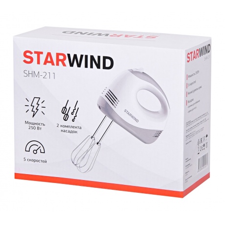 Миксер ручной Starwind SHM-211 белый/серый - фото 3