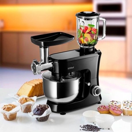 Миксер планетарный Kitfort КТ-3061 1000Вт черный/серебристый - фото 6