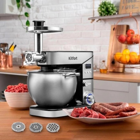 Миксер планетарный Kitfort КТ-3413 2000Вт серебристый/черный - фото 6