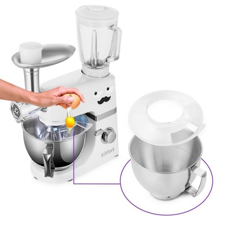 Миксер планетарный цельнометаллический Kitfort КТ-3423-1 белый - фото 5