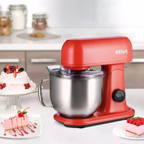 Миксер планетарный цельнометаллический Kitfort КТ-3473-1 красный - фото 5