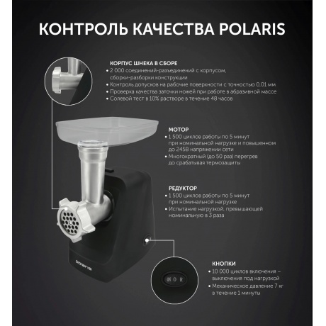 Мясорубка Polaris PMG 2078 RUS Black - фото 16