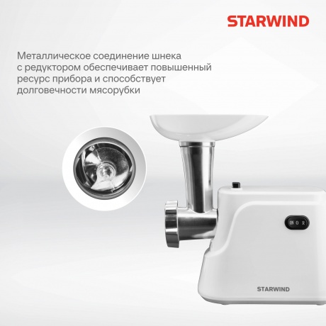 Мясорубка Starwind SMG3120 1500Вт белый - фото 32