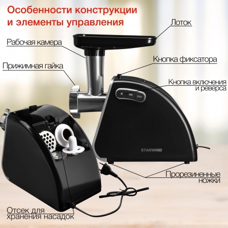 Мясорубка Starwind SMG3345 1500Вт черный - фото 10
