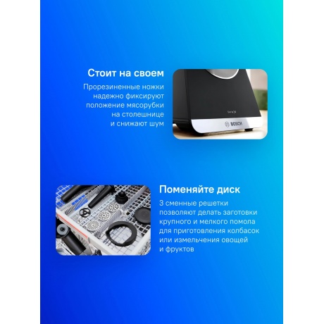 Мясорубка Bosch MFWS640B 2100Вт черный - фото 17