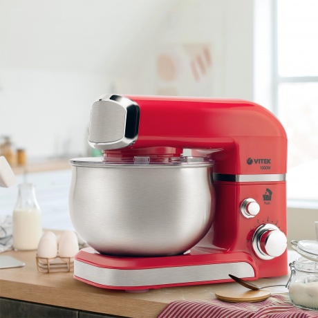 Кухонная машина Vitek VT-4114 планетар.вращ. 1000Вт красный - фото 6