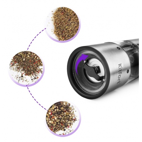 Перечница электрическая Kitfort КТ-2029 серебристый - фото 4