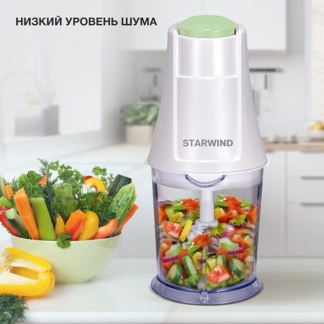 Измельчитель электрический Starwind SCP2010 1л. 300Вт белый/зеленый - фото 11