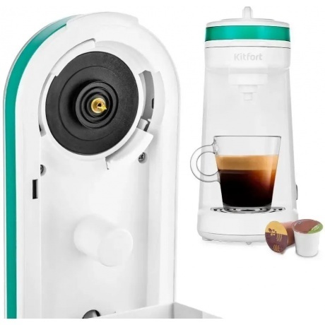 Капсульная кофемашина Kitfort КТ-7122-2 бело-зеленый - фото 4