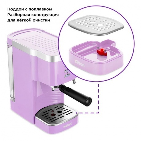 Кофеварка рожковая Kitfort КТ-7114-3 лавандовый - фото 6