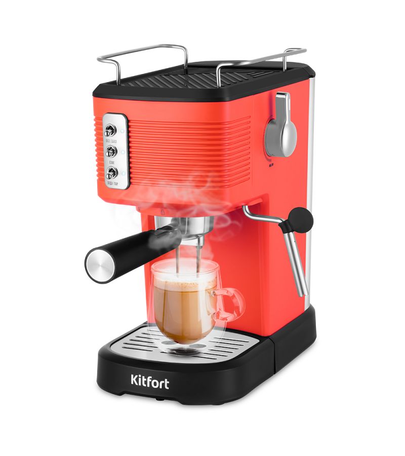 Кофеварка Kitfort КТ-7180-1 черно-красный - фото 1