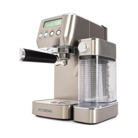 Кофеварка рожковая Hyundai HEM-9999 1350Вт серебристый - фото 3
