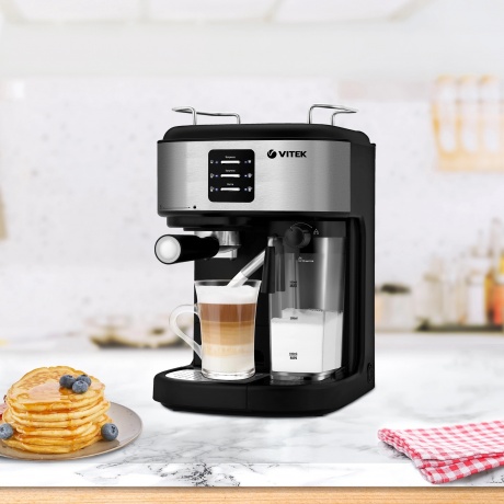 Кофеварка рожковая Vitek Metropolis VT-8489 1250Вт серый/черный - фото 8