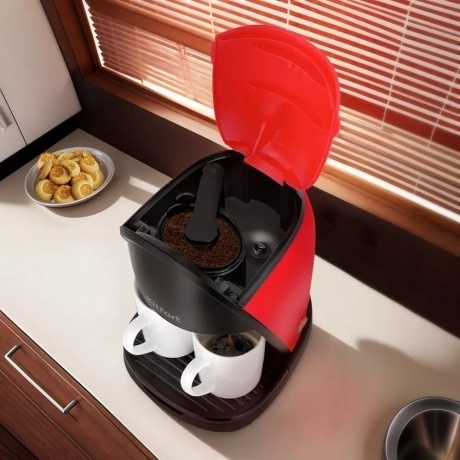 Кофеварка капельная Kitfort КТ-7188-1 черно-малиновый - фото 4